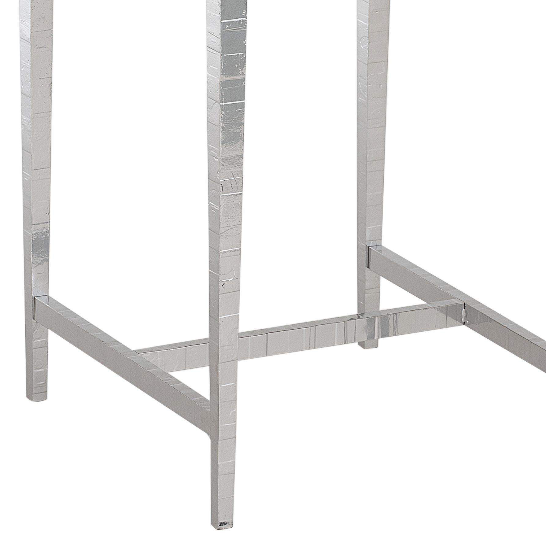 Image 3 Wick 16" Wide Natural Wood and Sterling Metal Side Table more views