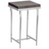 Wick 16" Wide Espresso Wood and Sterling Metal Side Table
