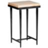 Wick 16" Wide Natural Wood and Black Metal Side Table