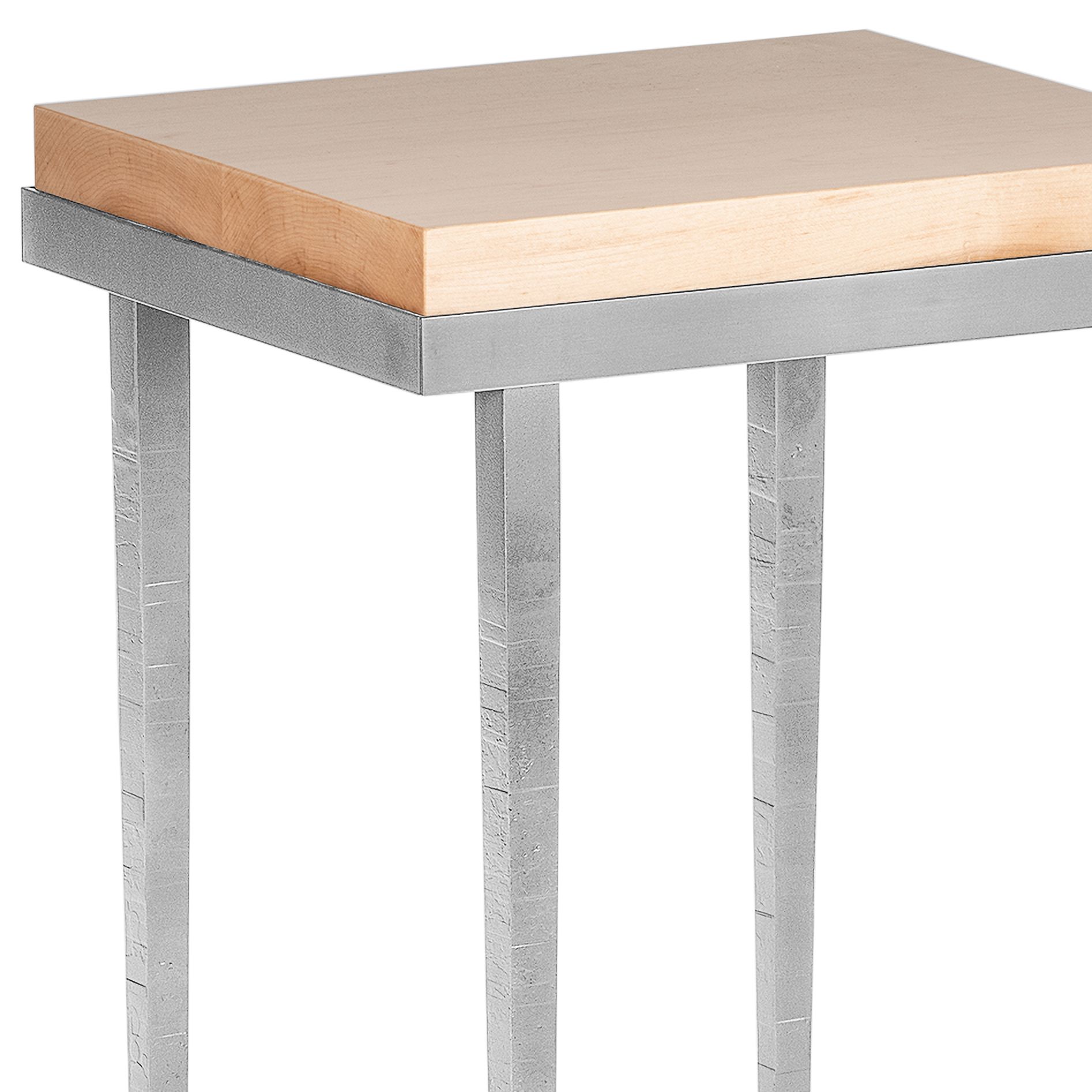 Image 2 Wick 27" High Maple Natural Accented Vintage Platinum Side Table more views