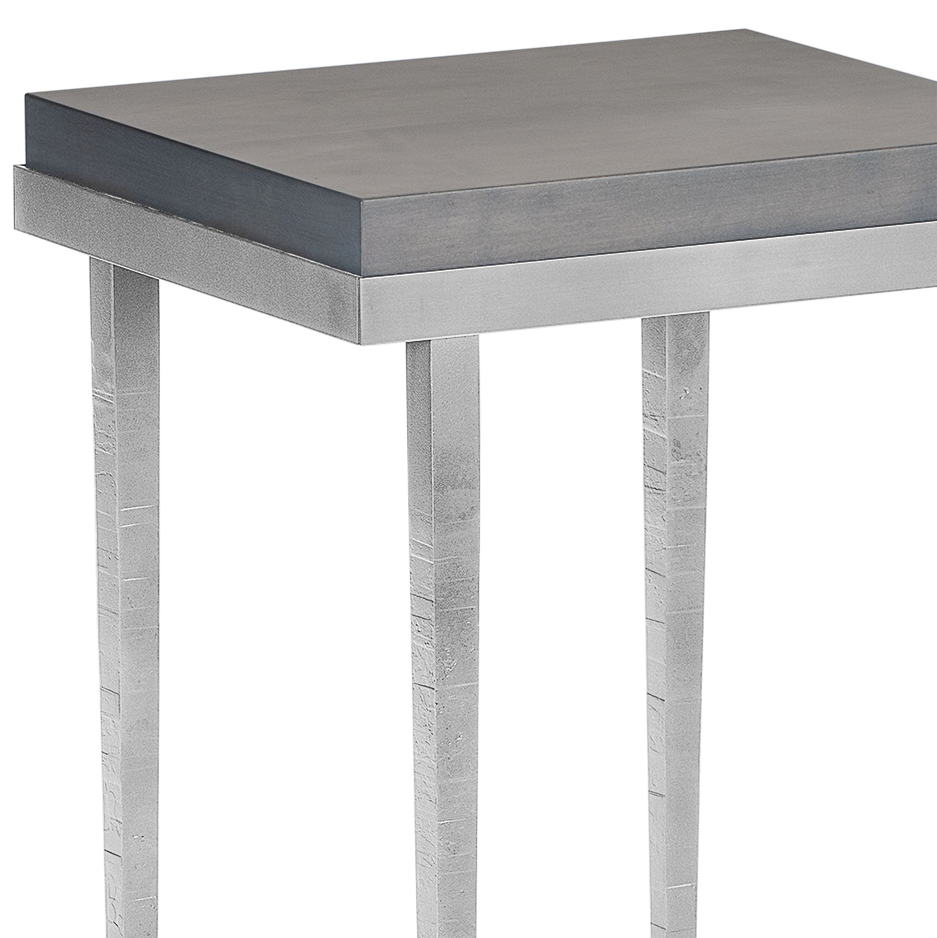 Image 2 Wick 27" High Vintage Platinum And Maple Grey Side Table more views