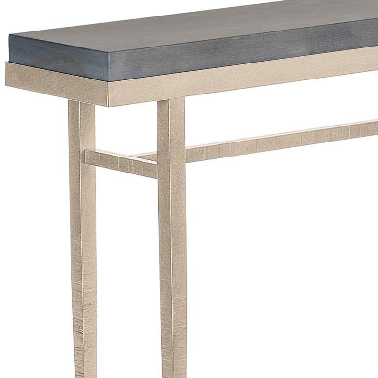 Image 2 Wick 30 inch Wide Gray Wood and Soft Gold Metal Console Table more views