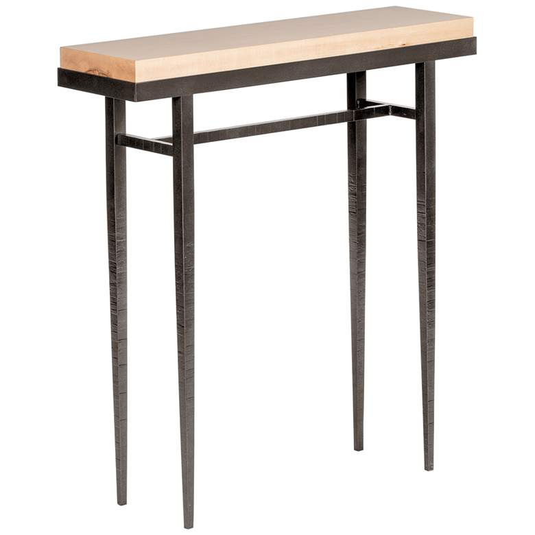 Image 1 Wick 30"W Natural Wood and Dark Smoke Metal Console Table
