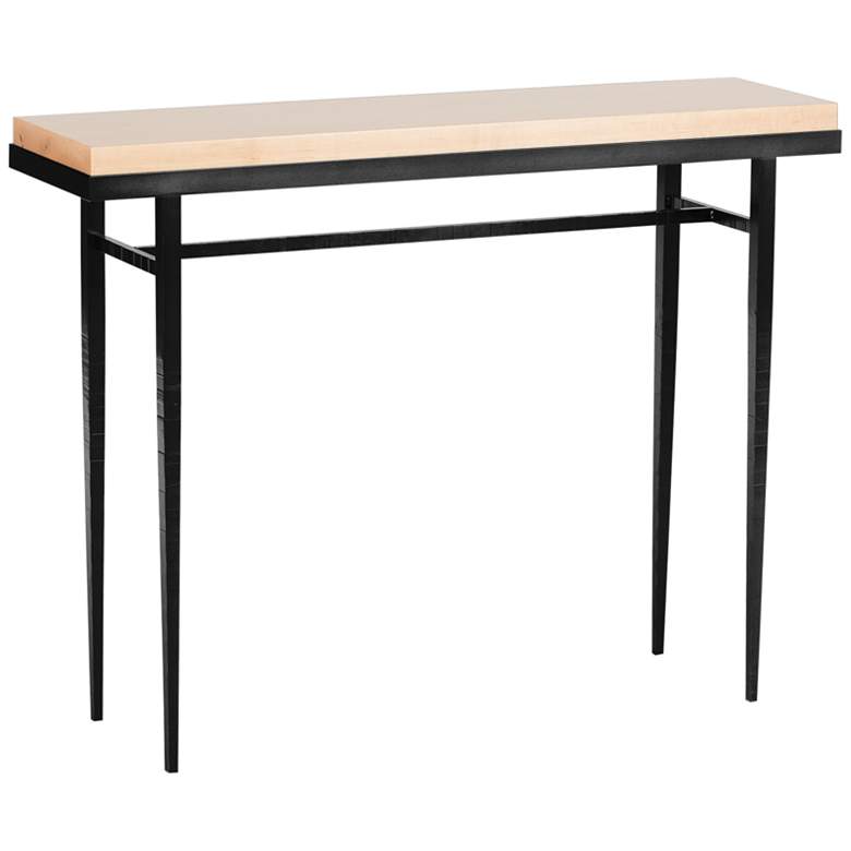 Image 1 Wick 42" Wide Black Console Table with Natural Table Top