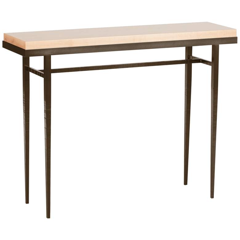 Image 1 Wick 42 inch Wide Bronze Console Table with Natural Table Top