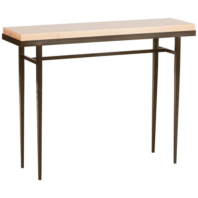 Image 1 Wick 42" Wide Bronze Console Table with Natural Table Top