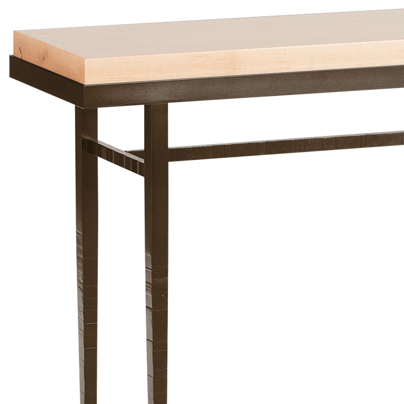 Image 2 Wick 42" Wide Bronze Console Table with Natural Table Top more views