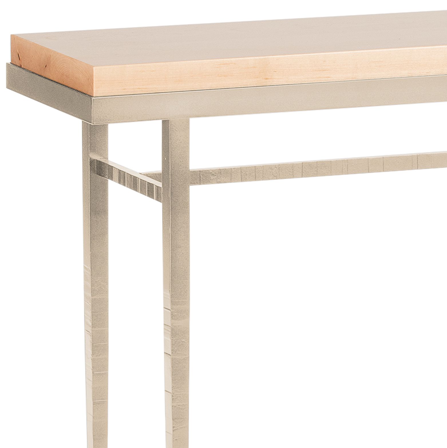 Image 2 Wick 42" Wide Soft Gold Console Table with Natural Table Top more views