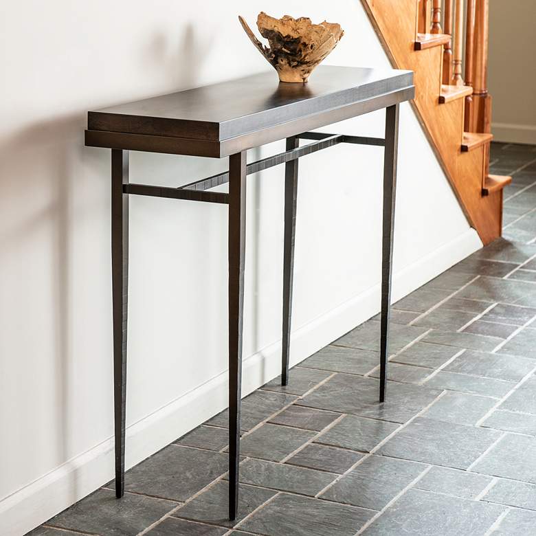 Image 1 Wick 42"W Dark Smoke Console Table with Espresso Table Top
