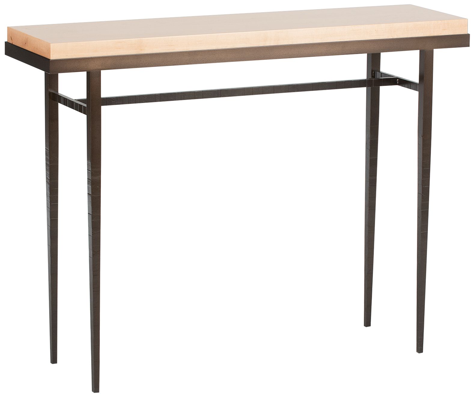 Image 2 Wick 42"W Dark Smoke Console Table with Natural Table Top