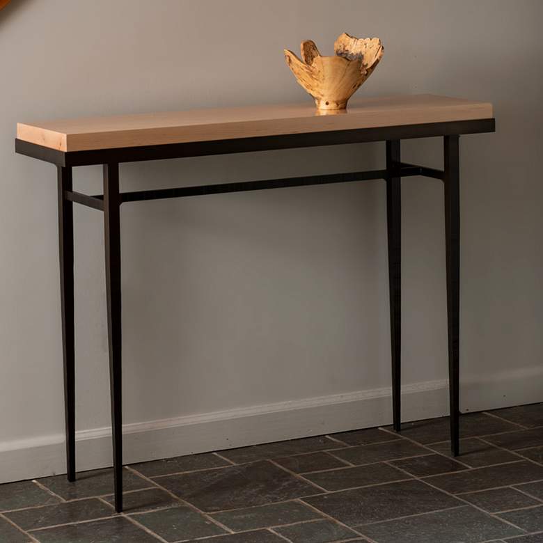 Image 1 Wick 42 inchW Dark Smoke Console Table with Natural Table Top