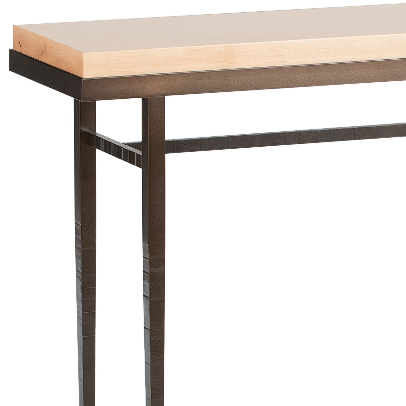 Image 3 Wick 42"W Dark Smoke Console Table with Natural Table Top more views