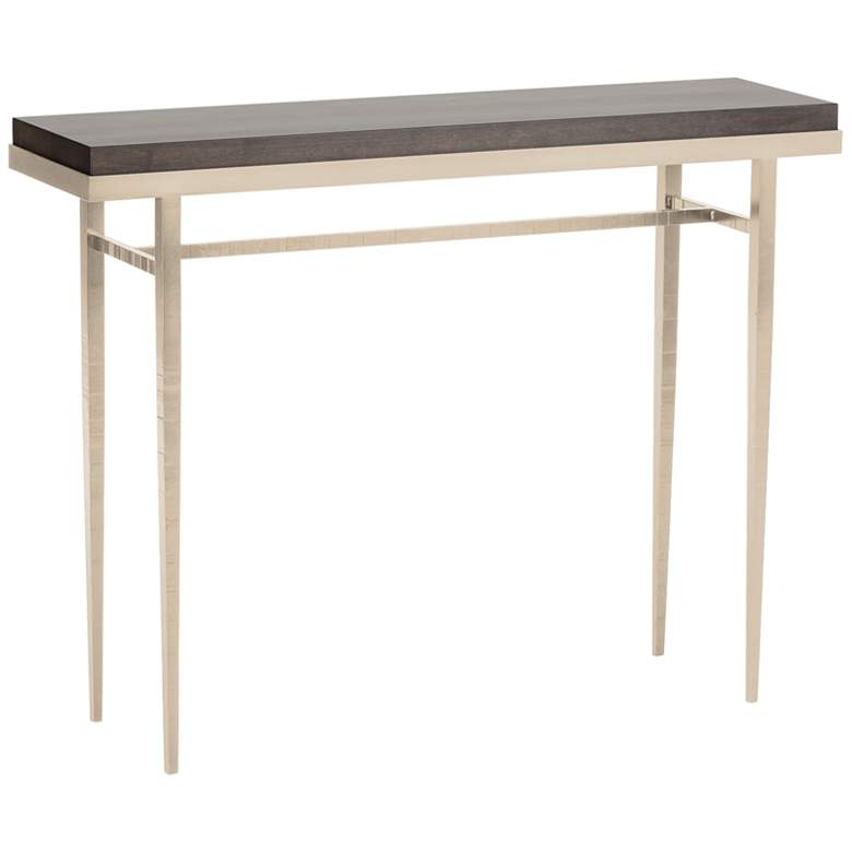 Image 1 Wick 42"W Soft Gold Console Table with Espresso Table Top