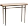 Wick 42" Wide Bronze Console Table with Natural Table Top