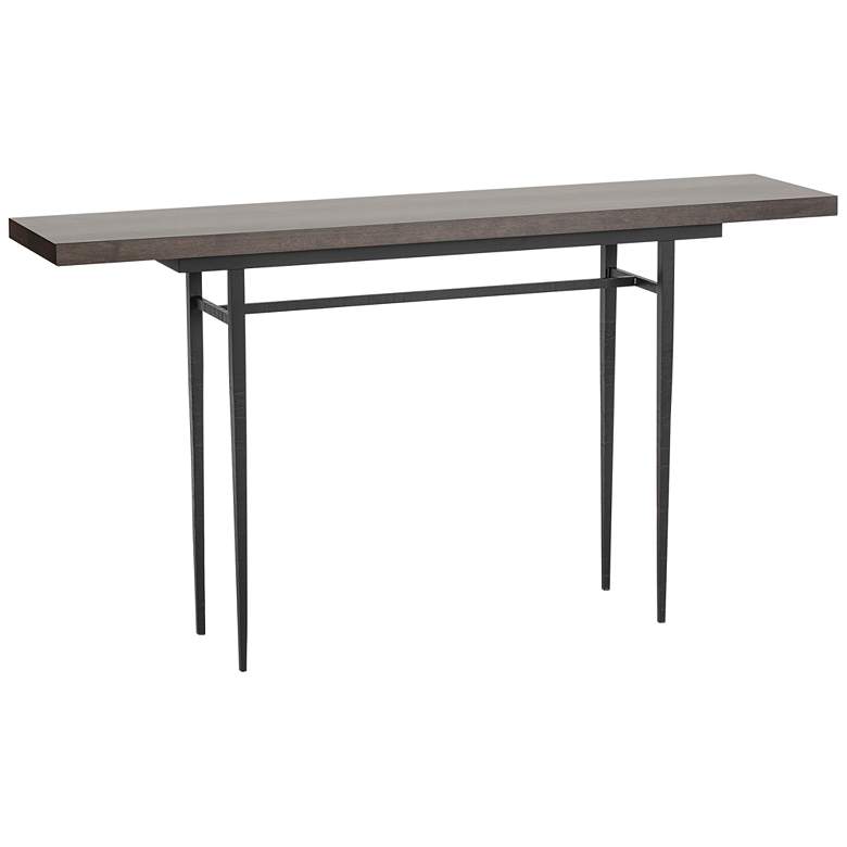 Image 1 Wick 60" Wide Black Console Table with Espresso Table Top