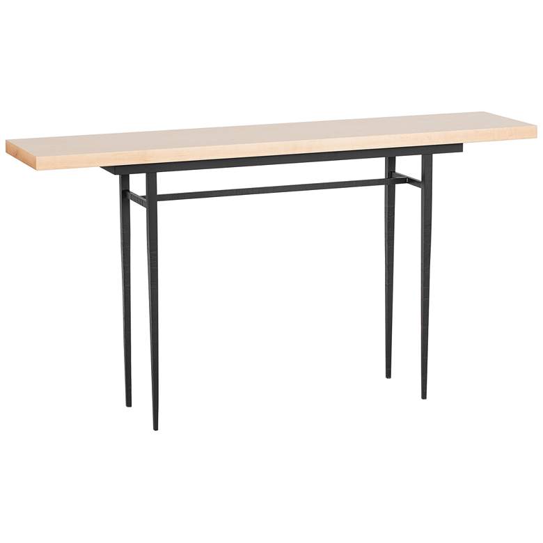 Image 1 Wick 60" Wide Black Console Table with Natural Table Top