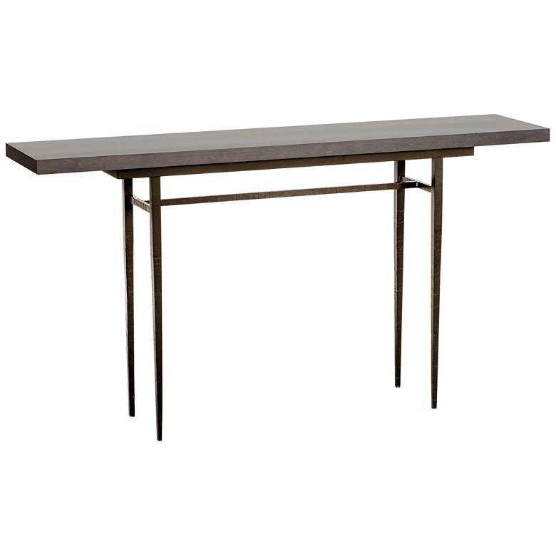 Wick 60&quot; Wide Bronze Console Table with Espresso Table Top