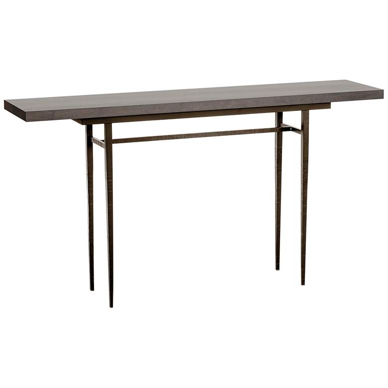 Image 1 Wick 60" Wide Bronze Console Table with Espresso Table Top