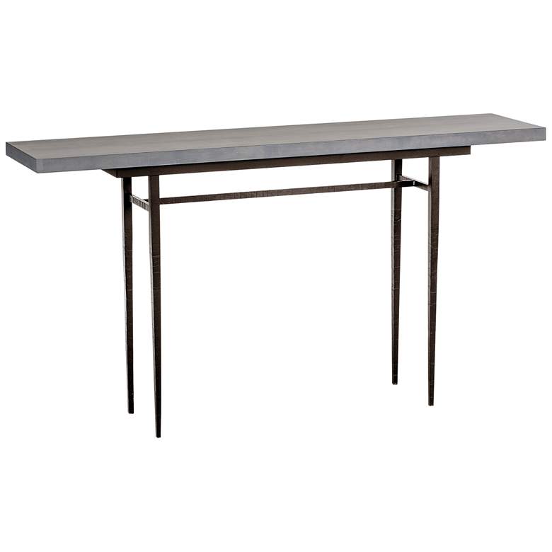 Image 1 Wick 60" Wide Dark Smoke Console Table with Gray Table Top