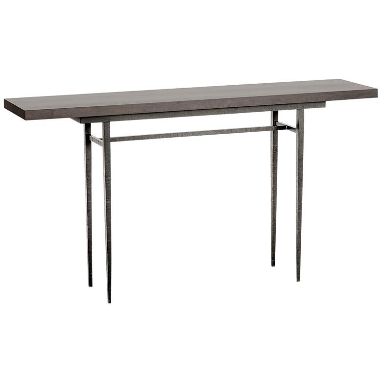 Image 1 Wick 60" Wide Natural Iron Console Table with Espresso Top