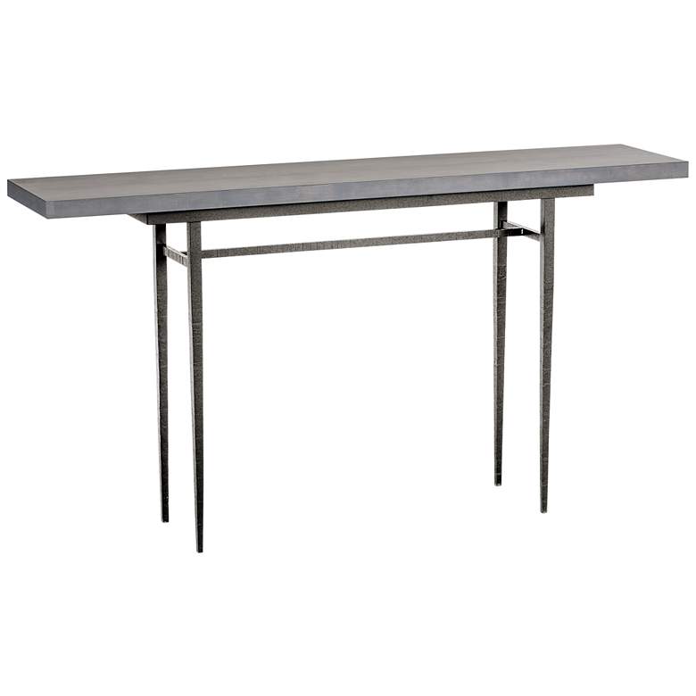Image 1 Wick 60" Wide Natural Iron Console Table with Gray Table Top