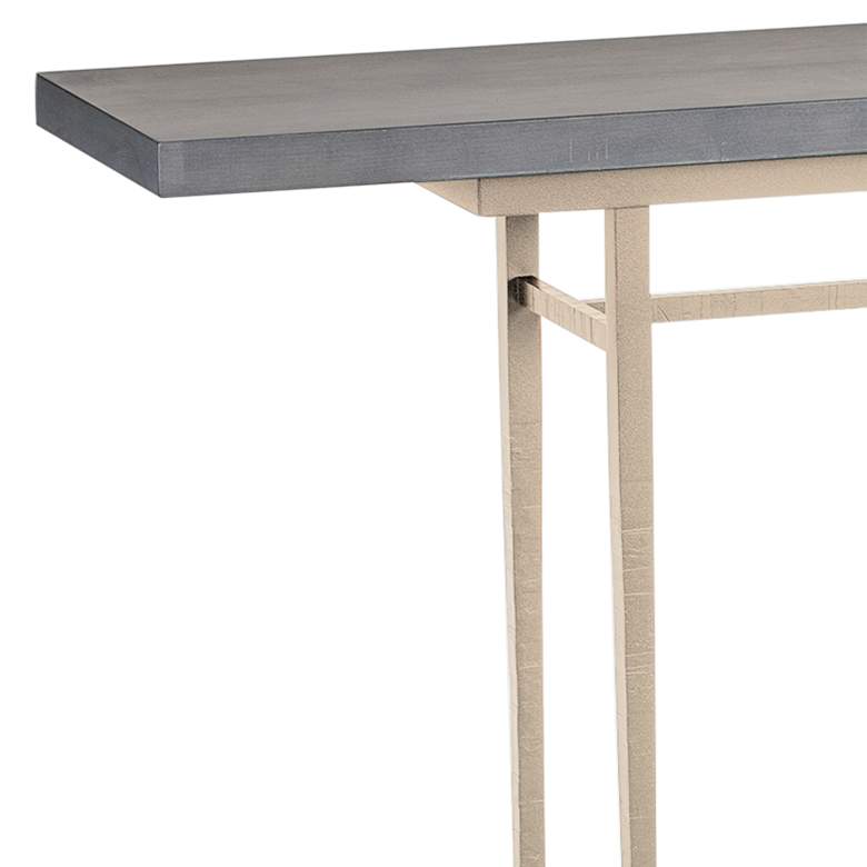 Image 2 Wick 60" Wide Soft Gold Console Table with Gray Table Top more views