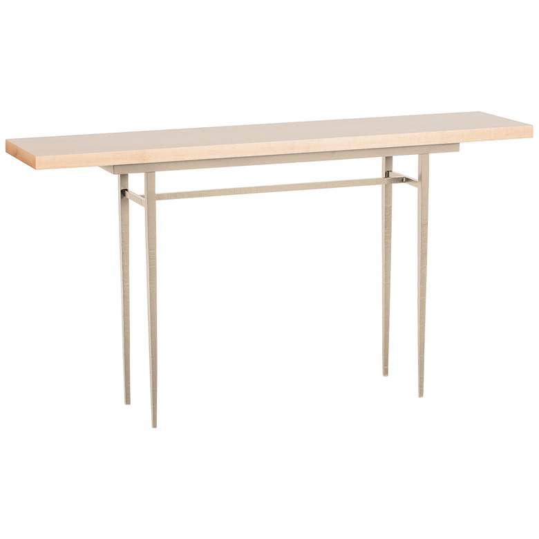 Image 1 Wick 60" Wide Soft Gold Console Table with Natural Table Top