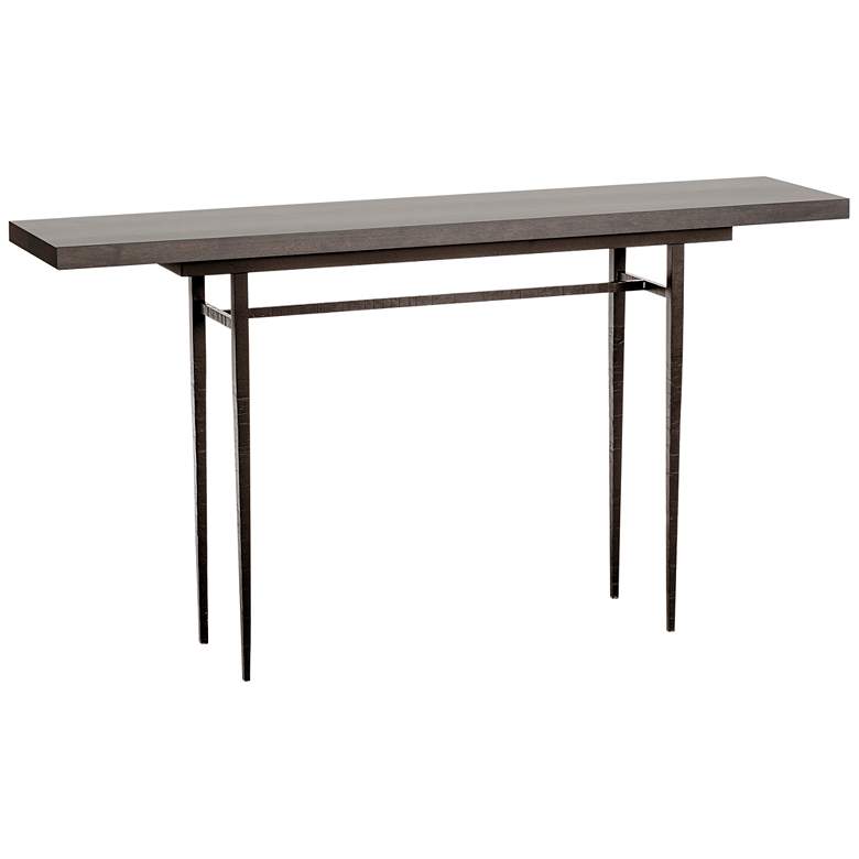 Image 1 Wick 60"W Dark Smoke Console Table with Espresso Table Top