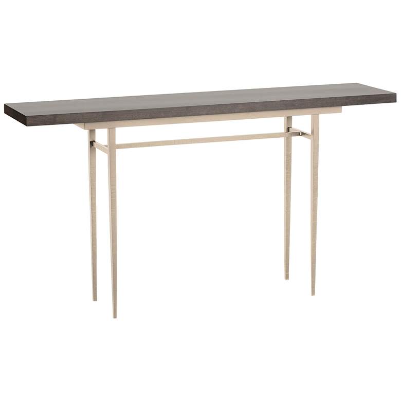 Image 1 Wick 60 inchW Soft Gold Console Table with Espresso Table Top