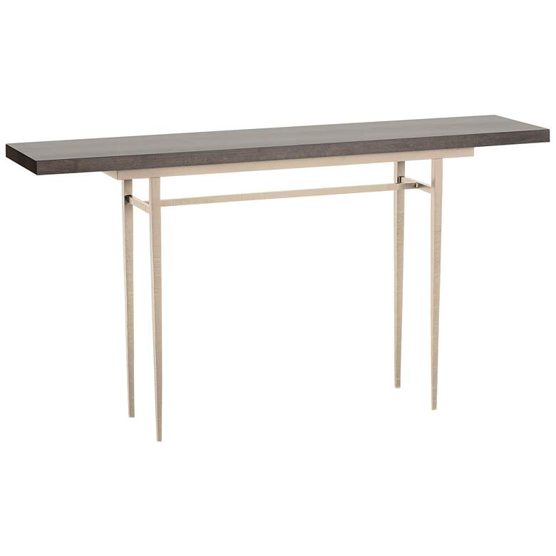 Image 1 Wick 60"W Soft Gold Console Table with Espresso Table Top