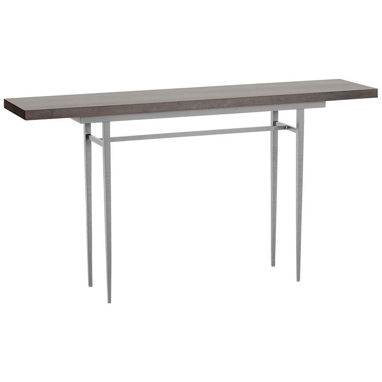 Image 1 Wick 60"W Vintage Platinum Console Table with Espresso Top