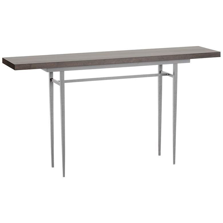 Image 1 Wick 60 inchW Vintage Platinum Console Table with Espresso Top