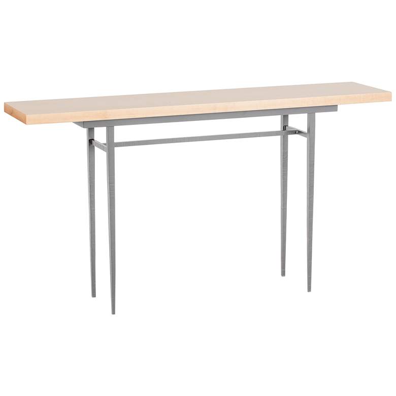Image 1 Wick 60"W Vintage Platinum Console Table with Natural Top