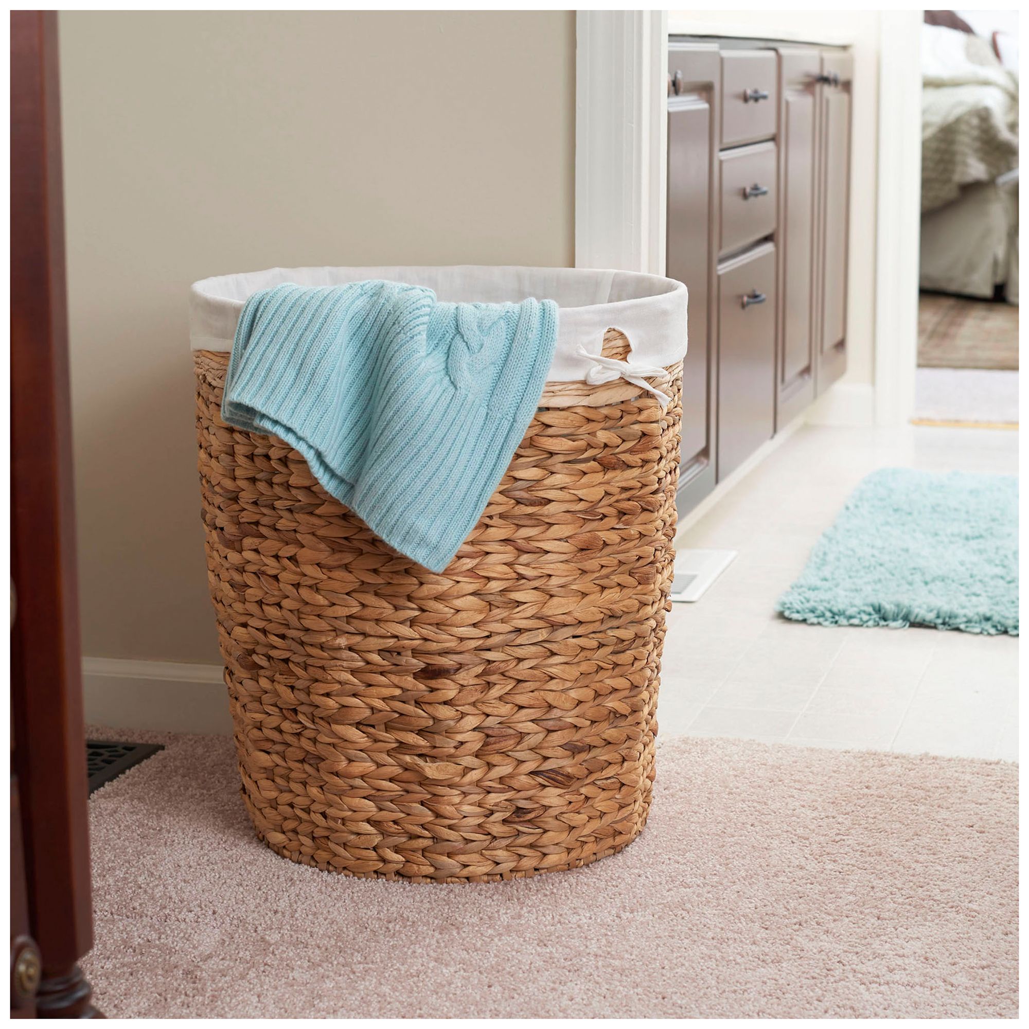 Image 2 Wicker Basket Laundry Hamper with Liner more views