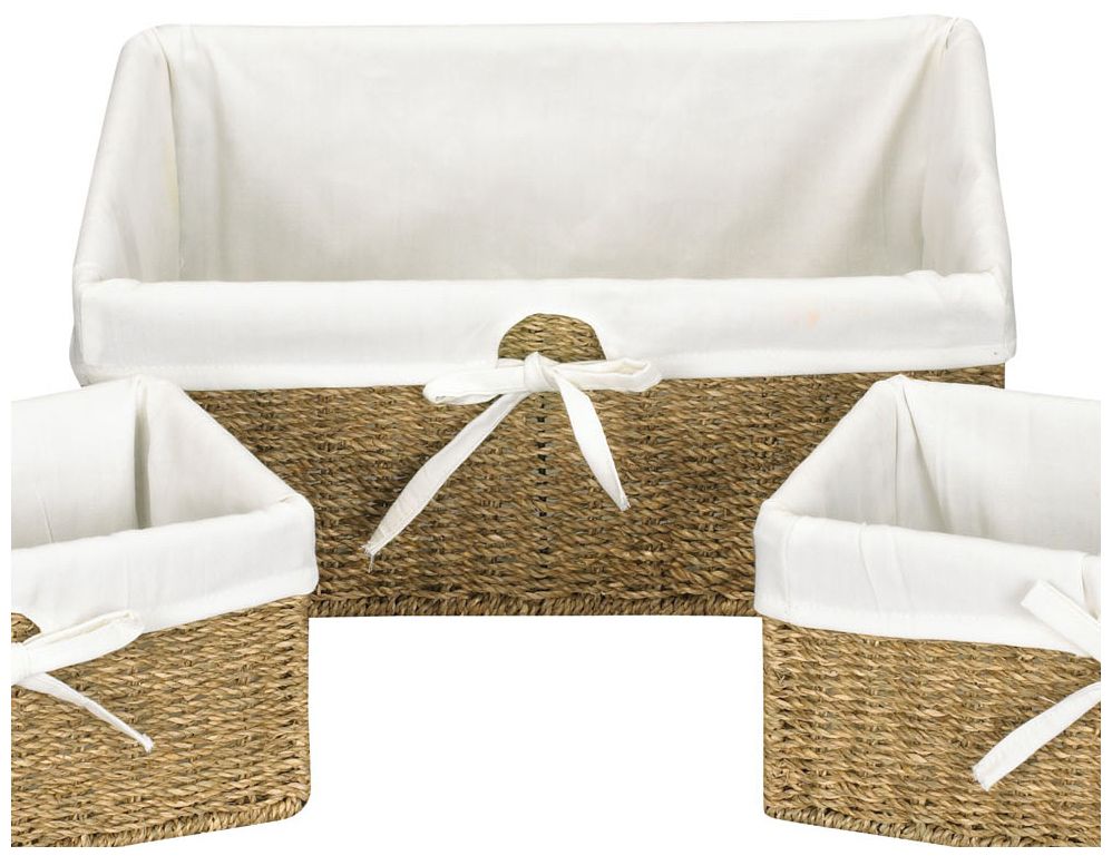 Image 6 Wicker Basket Set, 3 Pieces, 1 Large and 2 Small Seagrass Baskets more views
