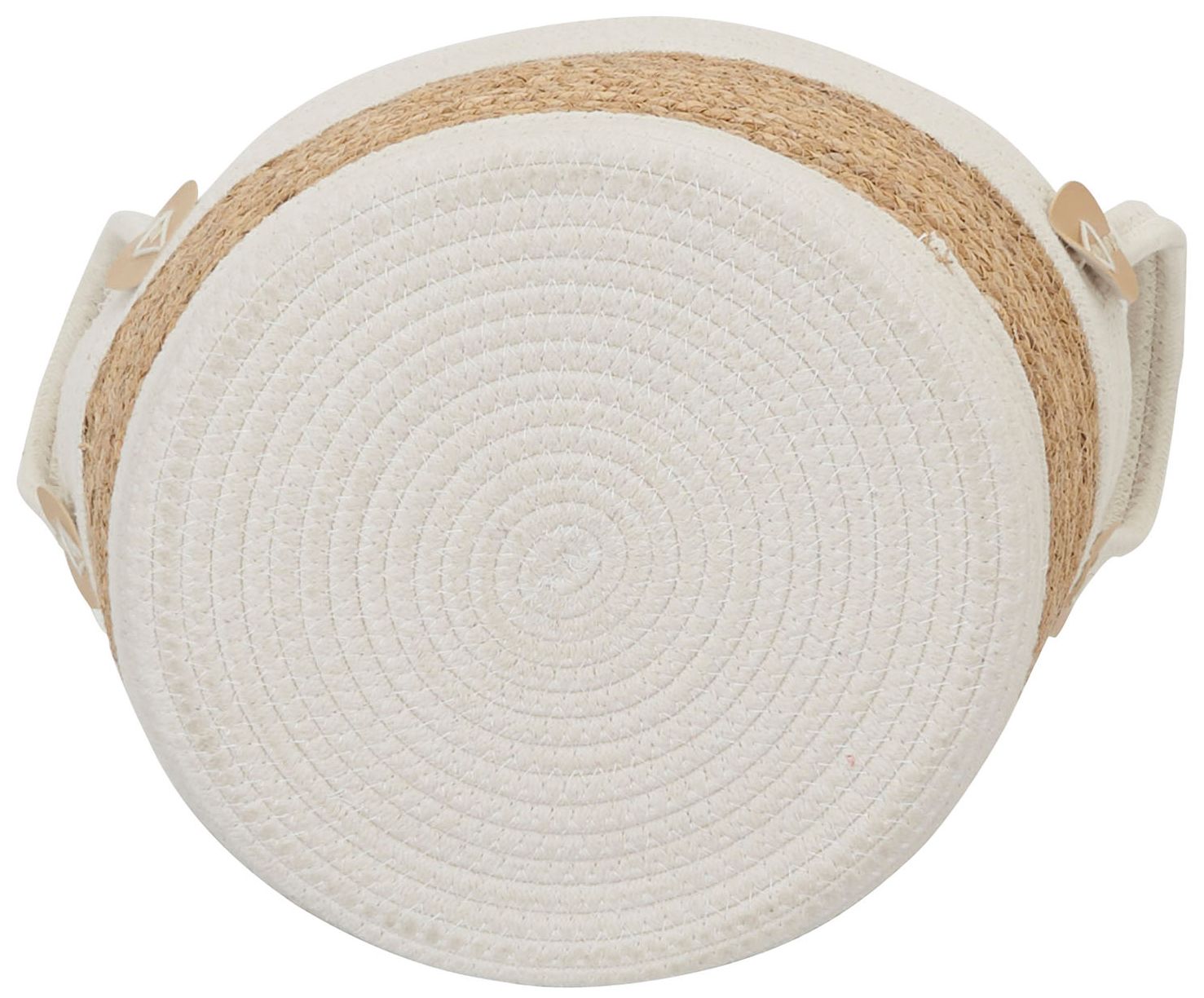 Image 3 Wicker Basket, Two-Toned with Attached Handles, Natural and White more views