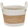 4_Wicker Basket, Two-Toned with Attached Handles, Natural and White more views