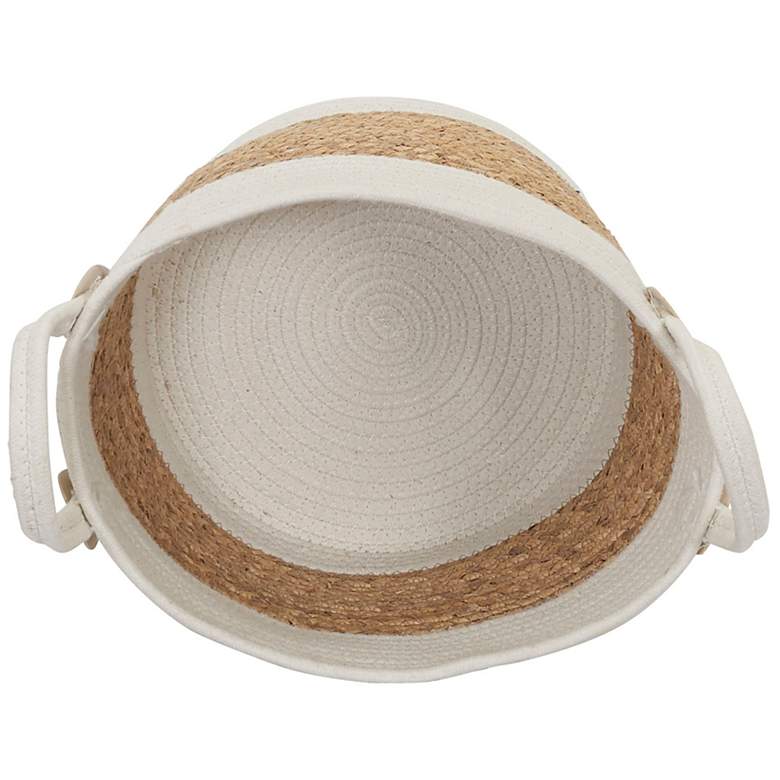 Image 6 Wicker Basket, Two-Toned with Attached Handles, Natural and White more views