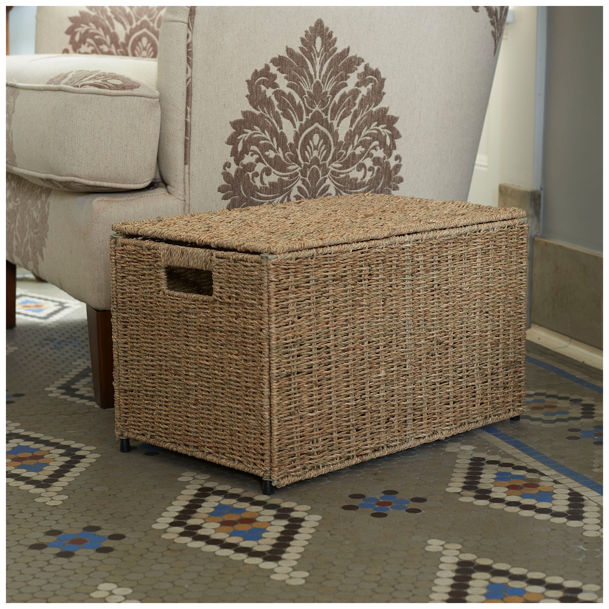 Image 2 Wicker Chest, Decorative Seagrass Storage Chest for Home Organization more views