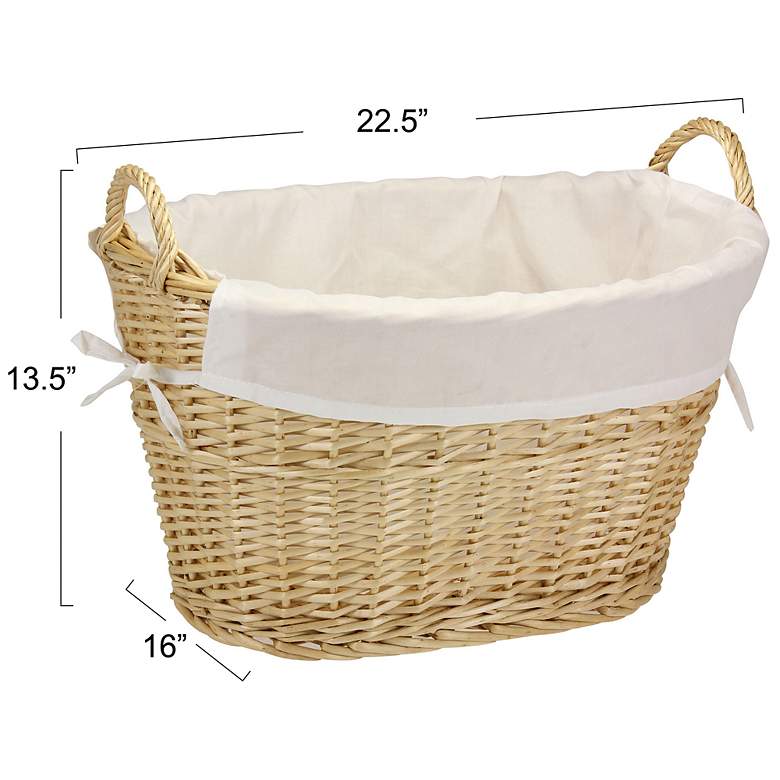 Image 2 Wicker Laundry Basket with Handles, Handwoven Willow, Removable Liner more views