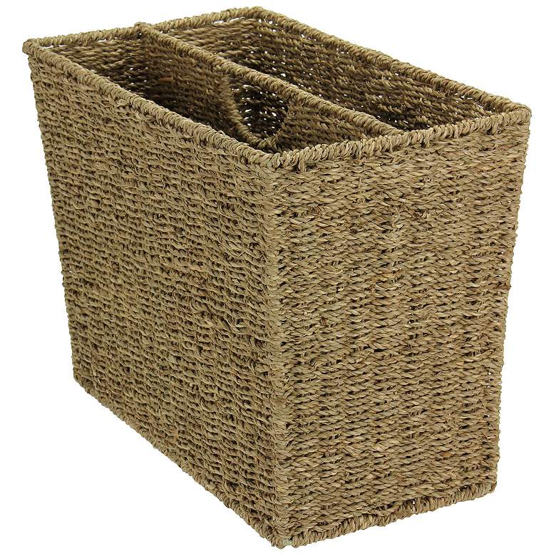 Image 1 Wicker Magazine Rack, Handwoven Seagrass, Strong Metal Wire Frame, Natural