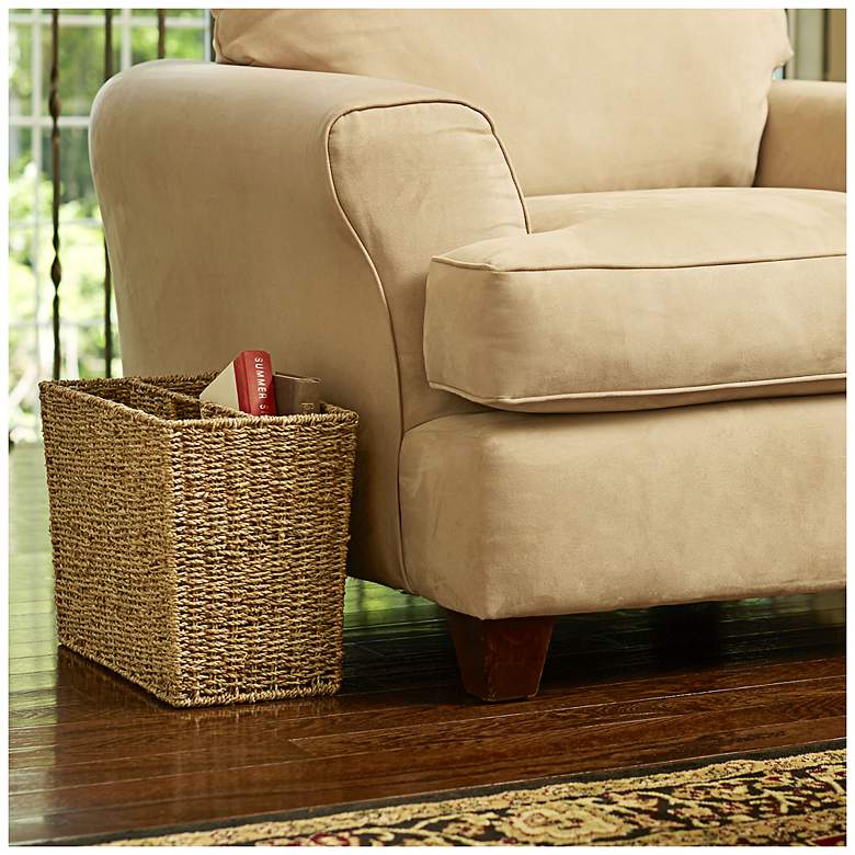 Image 2 Wicker Magazine Rack, Handwoven Seagrass, Strong Metal Wire Frame, Natural more views