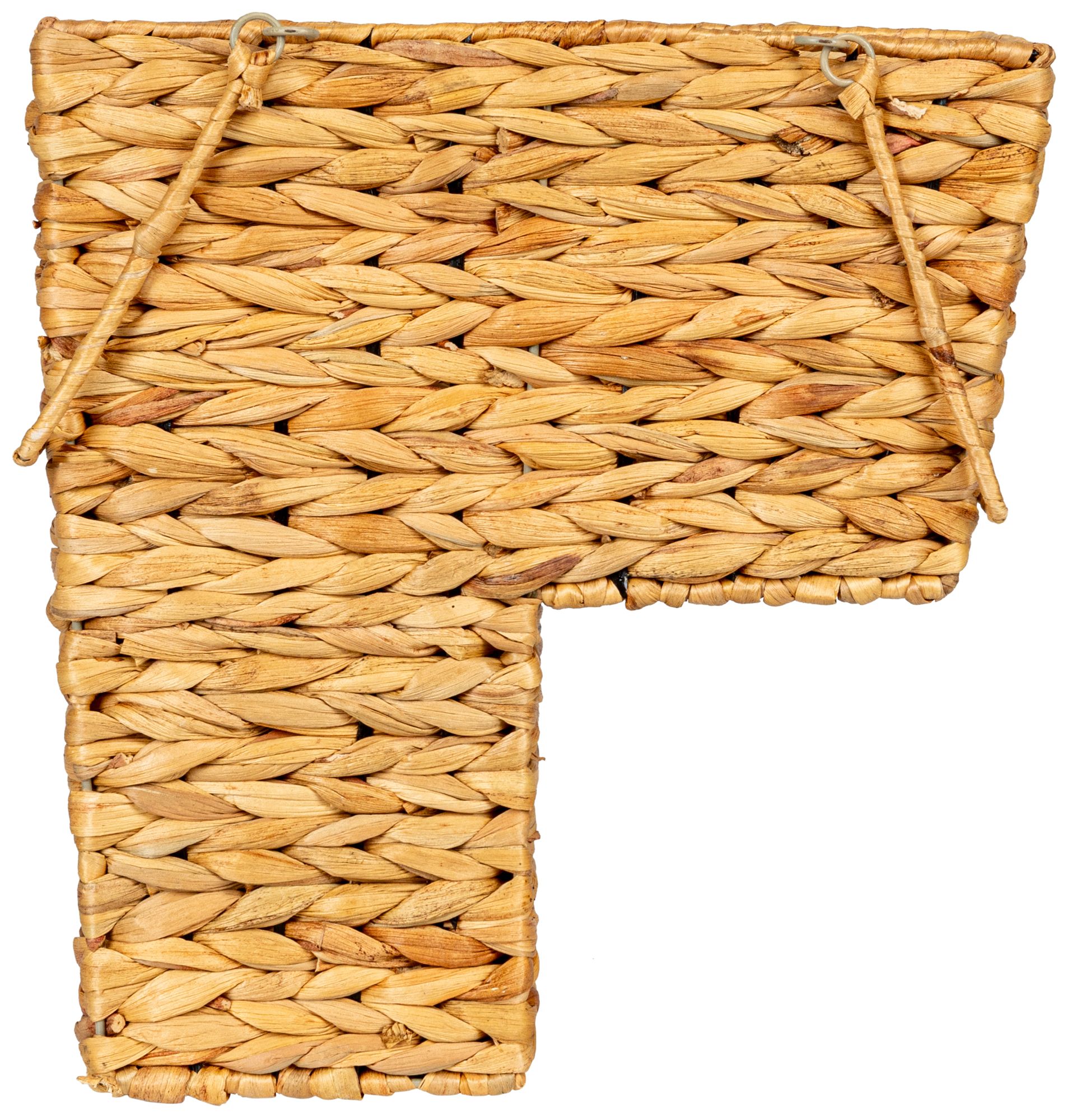 Wicker Stair Basket with Handles, Handwoven, Sits on Two Stairs