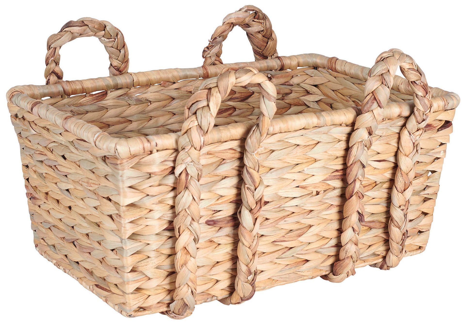 Image 2 Wicker Storage Basket with Handles, Handwoven, Metal Frame, Large Capacity