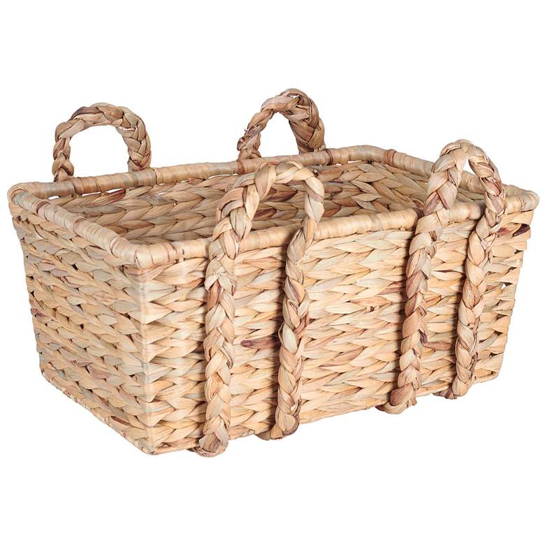 Image 2 Wicker Storage Basket with Handles, Handwoven, Metal Frame, Large Capacity