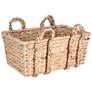 2_Wicker Storage Basket with Handles, Handwoven, Metal Frame, Large Capacity