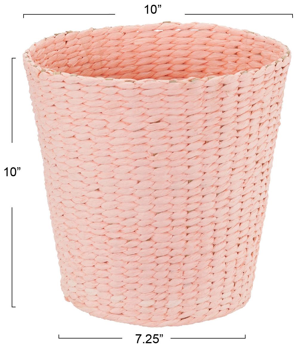 Image 3 Wicker Waste Basket, Pink Waste Bin more views