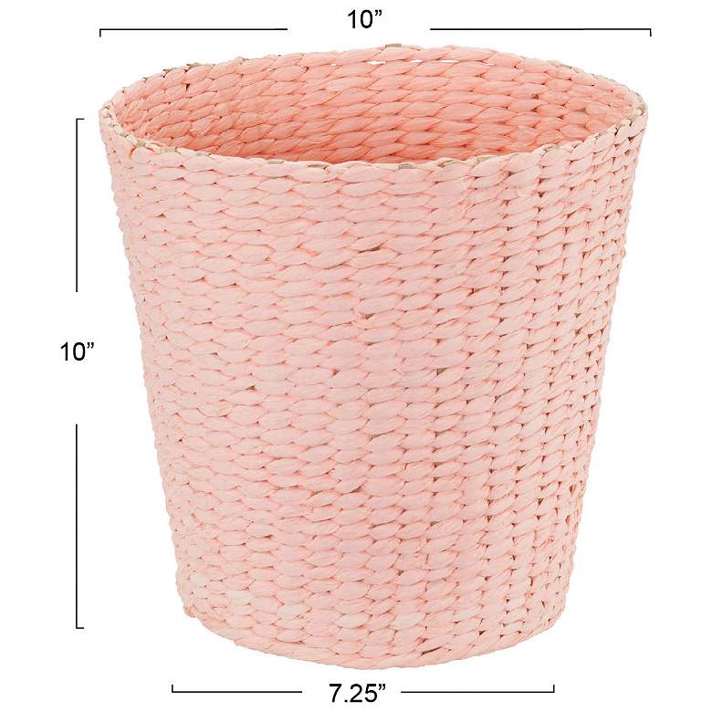 Image 3 Wicker Waste Basket, Pink Waste Bin more views