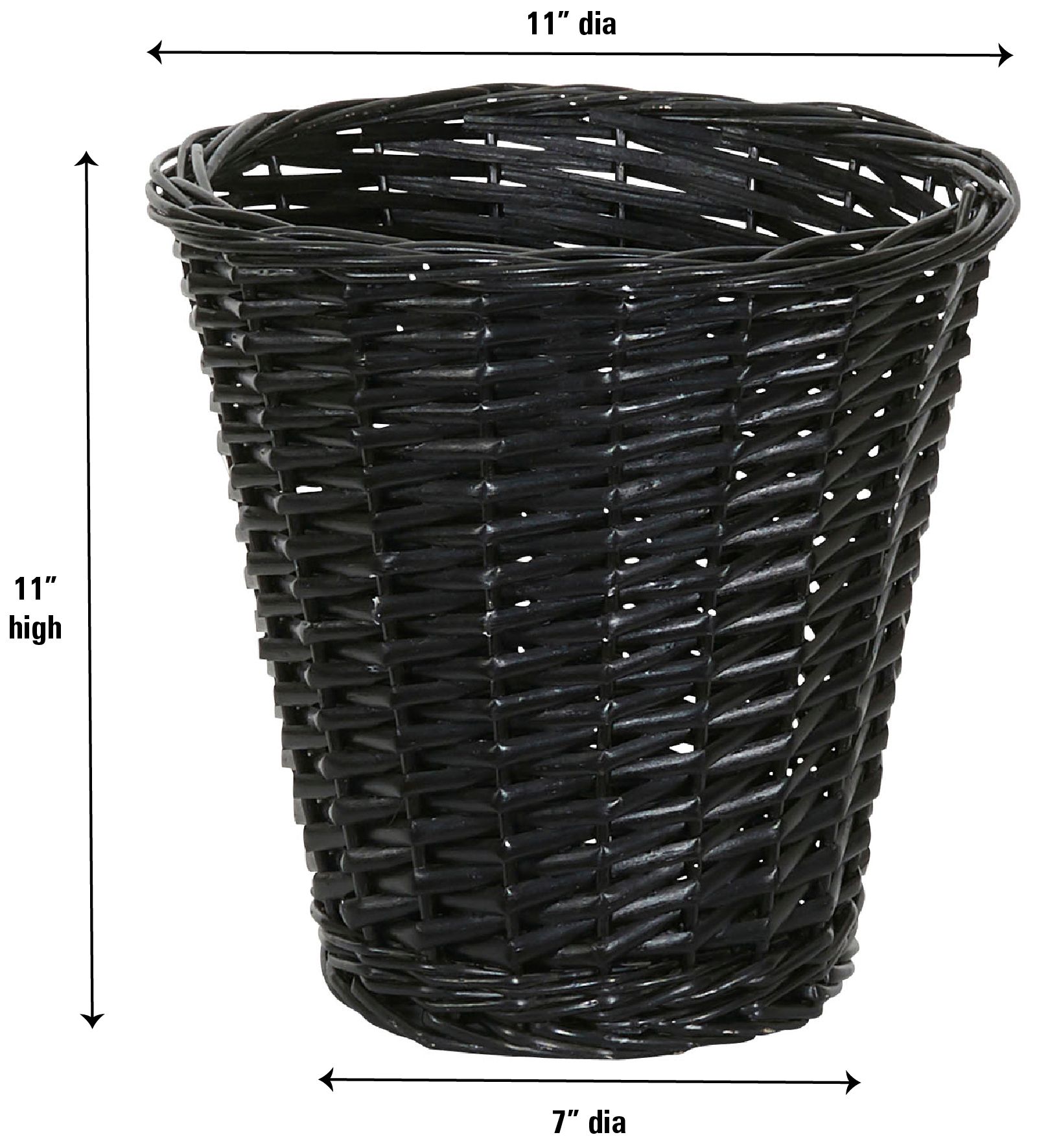 Image 3 Wicker Waste Basket, Willow Weave Painted Black, Includes Plastic Liner more views