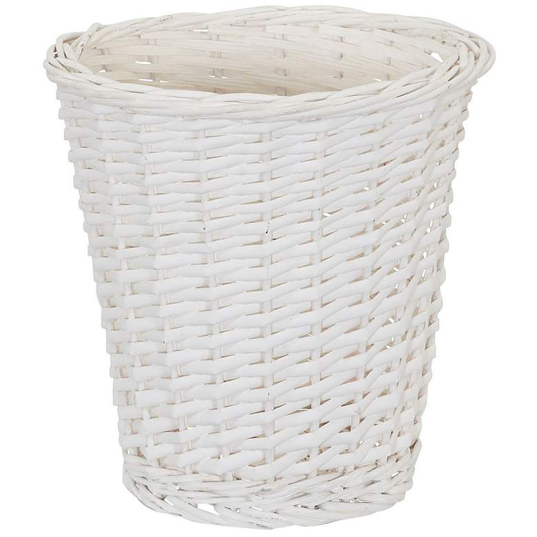 Image 2 Wicker Waste Basket, Willow Weave Painted White, Includes Plastic Liner